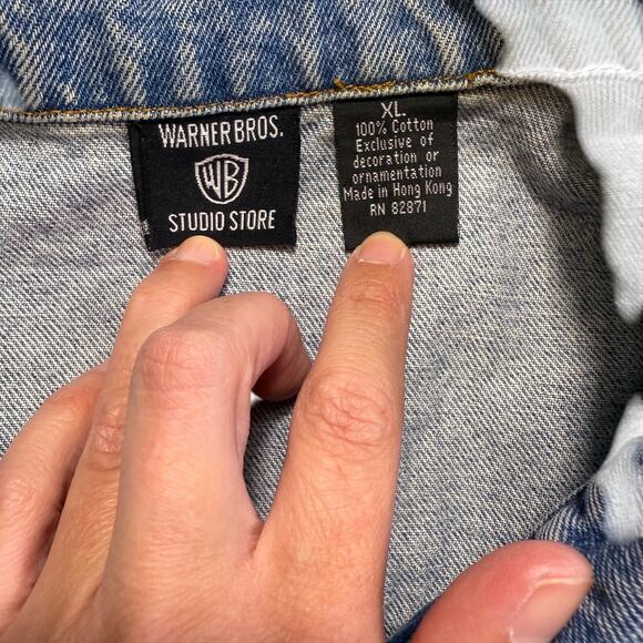 Vintage 1996 Warner Bros Studio Store Looney Tunes Embroidered Denim Vest XL - Picture 5 of 9